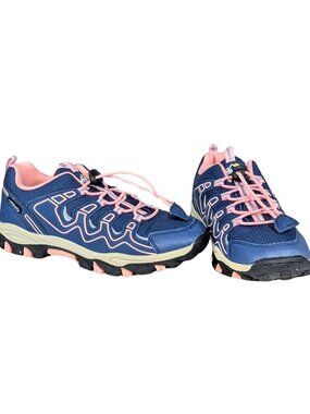 UOVO Ladies 38 7.5 Navy Blue Pink No-Tie Waterproof Low Top Hiking Sneakers